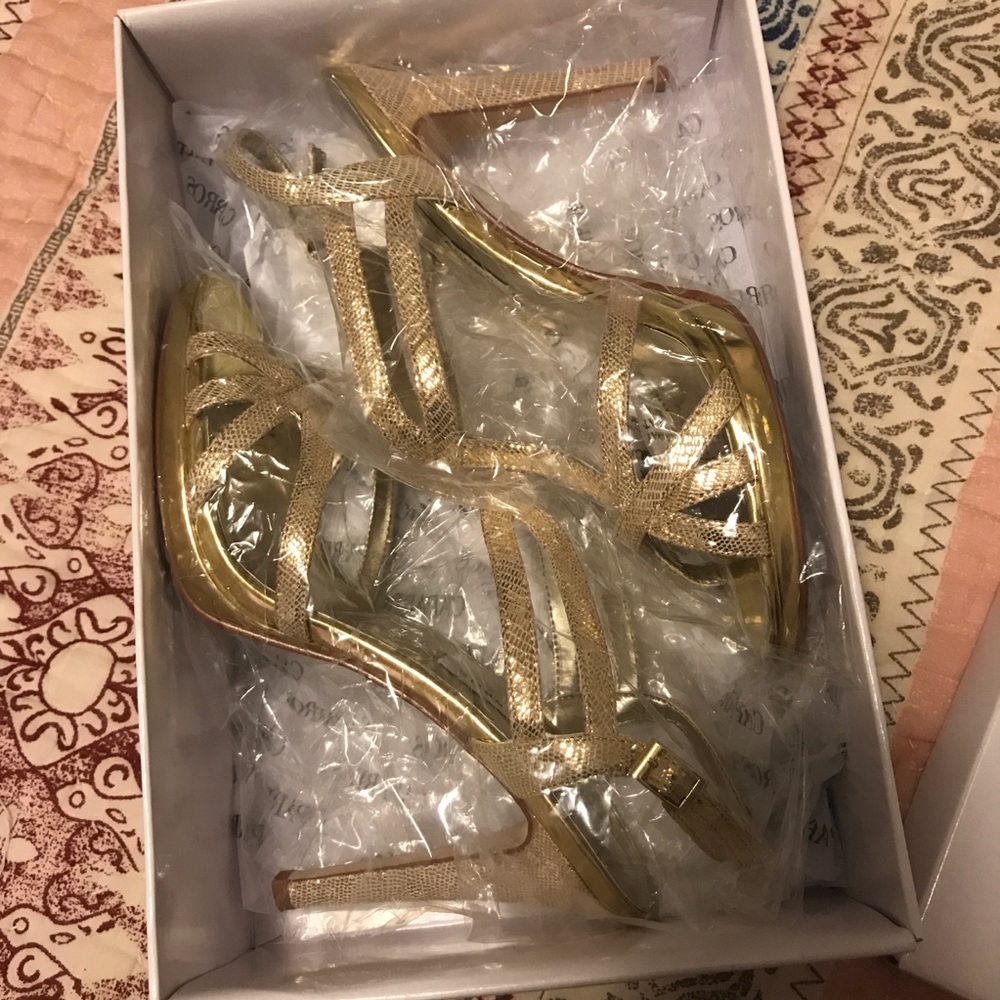 Caparros gold Finland strappy heels